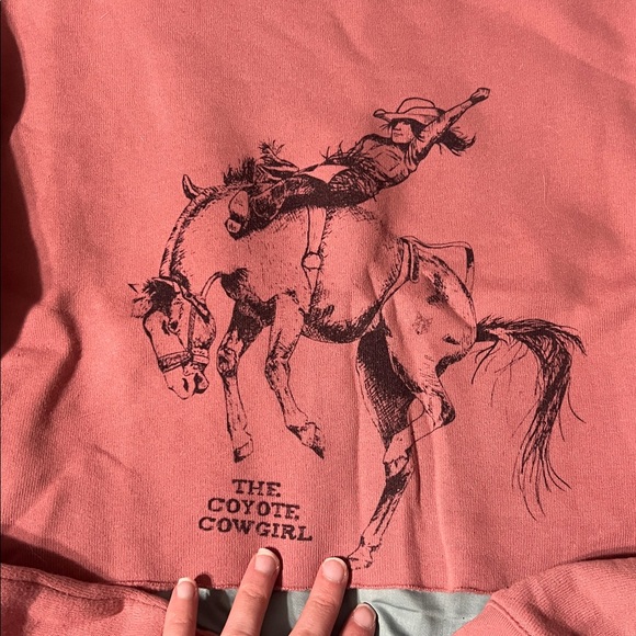 Bella Canvas Dusty Pink Cowgirl Western Graphic Cropped Sweatshirt - Picture 2 of 3